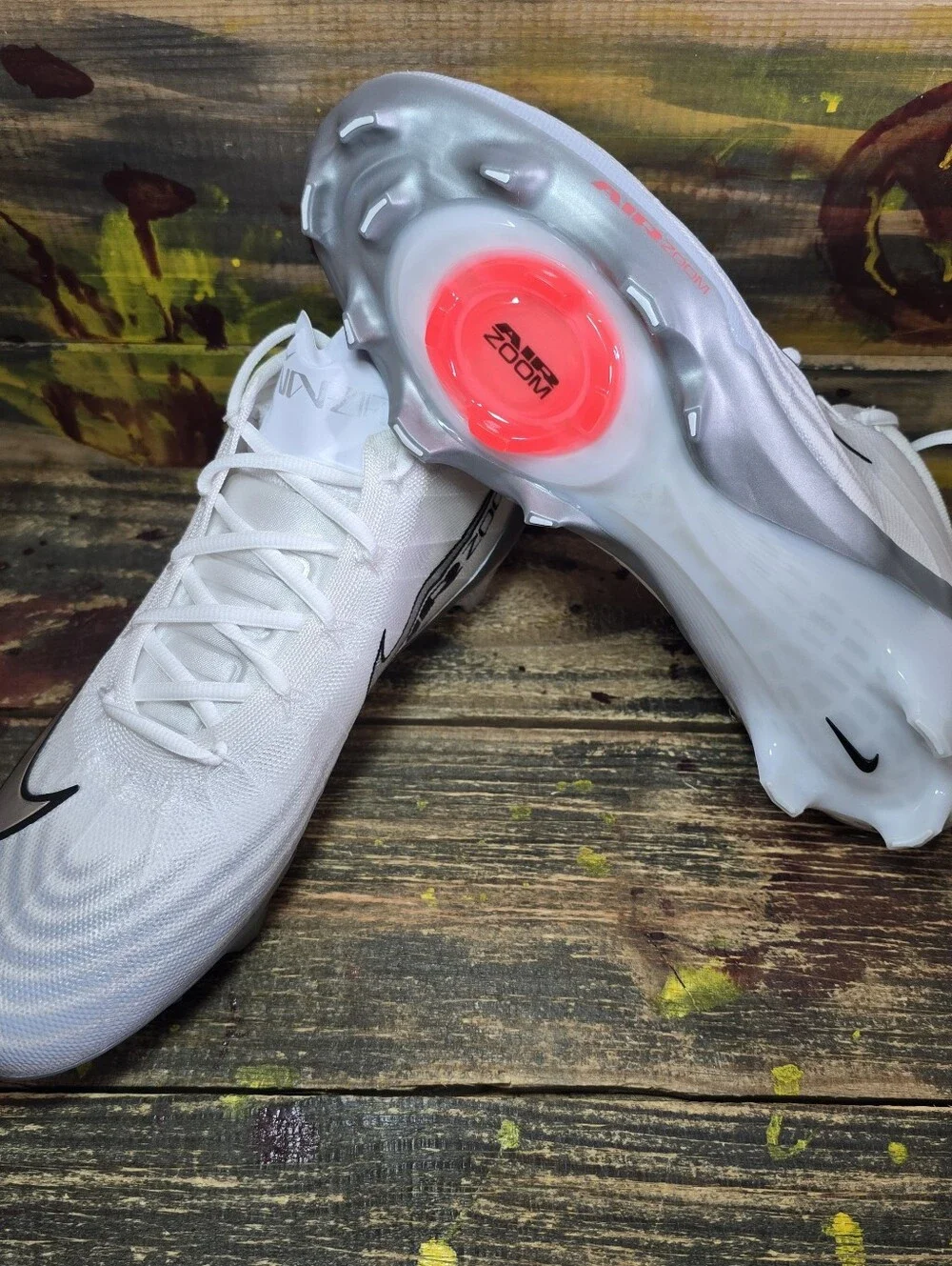 Nike Vapor Elite 1 Football Cleats White Metallic Silver FB3288-100 Men’s Sz 12